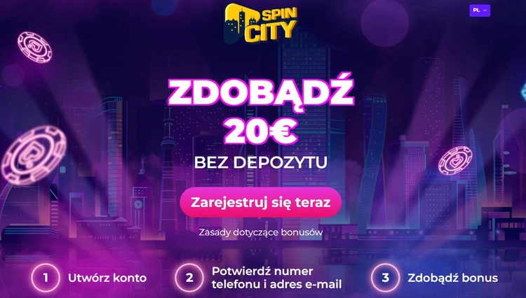 Spin City - pieniądze za rejestracje